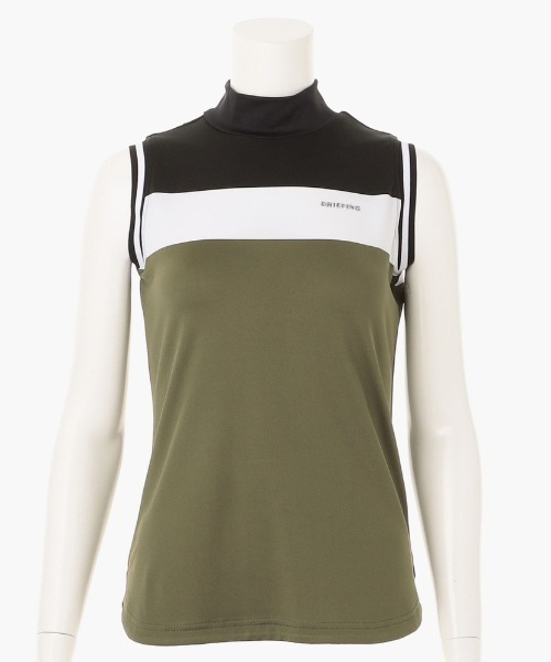 BRIEFING(ブリーフィング)の「【ブリーフィングゴルフ】WOMENS PANEL STRIPE NO SLEEVE HIGH NECK(ポロシャツ・レディース・ブラック/ネイビー・S/M)」の2枚目の写真