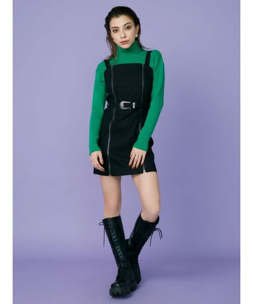 EVRIS（エヴリス）の「W ZIP ミニワンピース（ワンピース・レディース・ホワイト/カーキ/ブラック・FREE）」の5枚目の写真