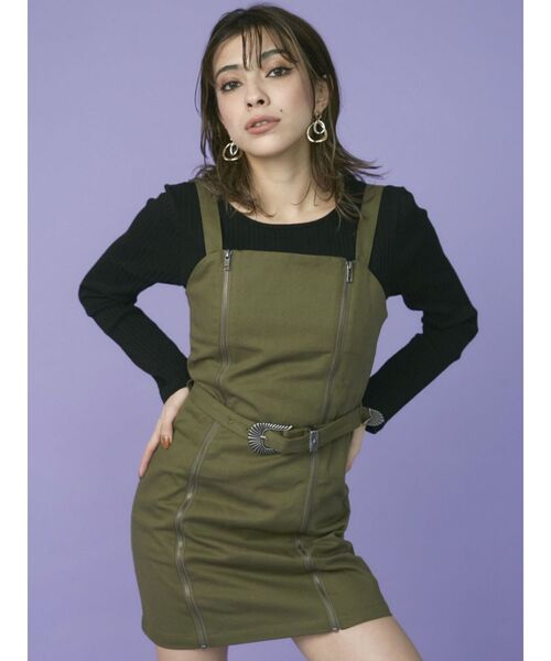 EVRIS（エヴリス）の「W ZIP ミニワンピース（ワンピース・レディース・ホワイト/カーキ/ブラック・FREE）」の7枚目の写真