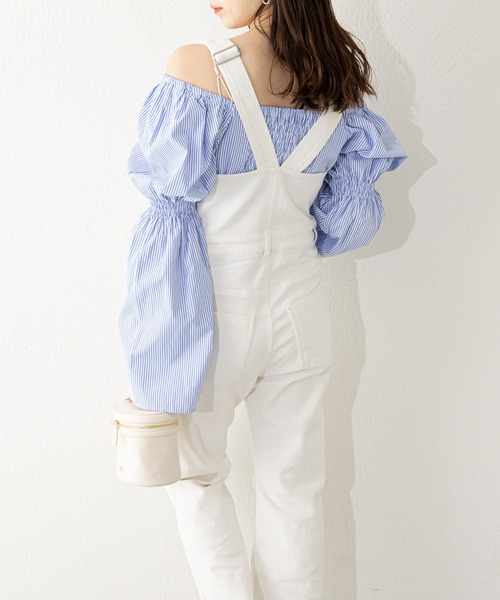 Chico（チコ）の「ストレッチデニムサロペット（サロペット/オーバーオール・レディース・ネイビー/ホワイト/ブルー・0/1）」の20枚目の写真