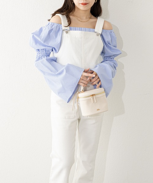 Chico（チコ）の「ストレッチデニムサロペット（サロペット/オーバーオール・レディース・ネイビー/ホワイト/ブルー・0/1）」の22枚目の写真