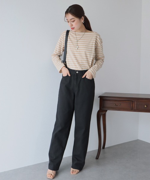 BLUEEAST（ブルーイースト）の「スクエアネックボーダーロンT（Tシャツ/カットソー・レディース・ホワイト/ベージュ/ネイビー/レッド・MEDIUM）」の20枚目の写真