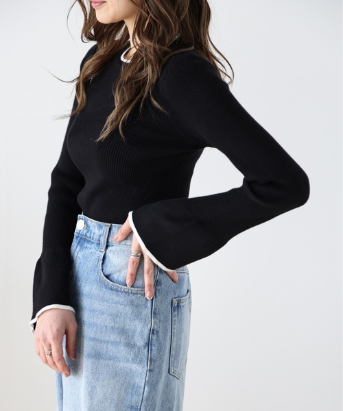 SUGAR BISKET(シュガービスケット)の「フレアスリーブリブトップス(ニット/セーター・レディース・ホワイト/ブラック/ベージュ/ベージュ系その他/グレー・フリー)」の11枚目の写真