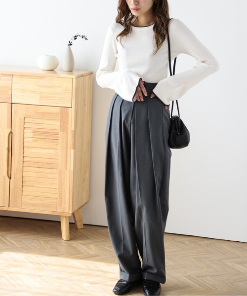 SUGAR BISKET(シュガービスケット)の「フレアスリーブリブトップス(ニット/セーター・レディース・ホワイト/ブラック/ベージュ/ベージュ系その他/グレー・フリー)」の9枚目の写真