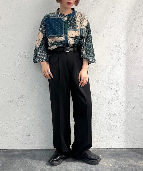 apres jour mignon(アプレジュールミニョン)の「バンドカラーアソート柄シャツ【ZOZOTOWN限定アイテム】(シャツ/ブラウス・レディース・ブラウン系その他/パープル系その他/グリーン系その他/ブルー系その他・フリー/X-LARGE)」の15枚目の写真