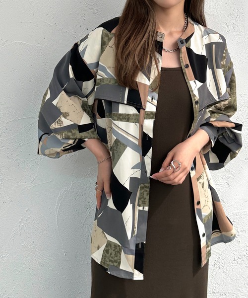 apres jour mignon(アプレジュールミニョン)の「バンドカラーアソート柄シャツ【ZOZOTOWN限定アイテム】(シャツ/ブラウス・レディース・ブラウン系その他/パープル系その他/グリーン系その他/ブルー系その他・フリー/X-LARGE)」の18枚目の写真