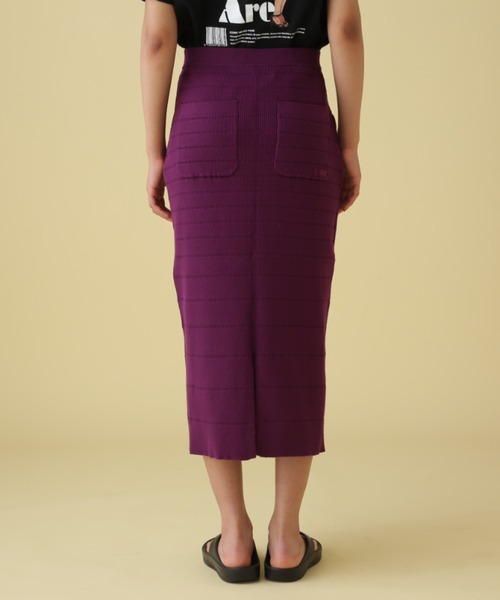 AVIREX（アヴィレックス）の「PANEL BORDER KNIT SKIRT/ パネルボーダーニットスカート（スカート・レディース・ネイビー/ブラウン/パープル・FREE）」の6枚目の写真