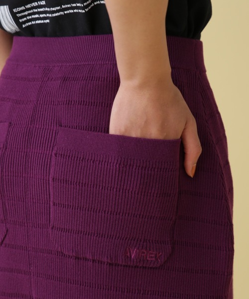 AVIREX（アヴィレックス）の「PANEL BORDER KNIT SKIRT/ パネルボーダーニットスカート（スカート・レディース・ネイビー/ブラウン/パープル・FREE）」の7枚目の写真
