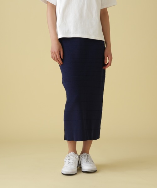 AVIREX（アヴィレックス）の「PANEL BORDER KNIT SKIRT/ パネルボーダーニットスカート（スカート・レディース・ネイビー/ブラウン/パープル・FREE）」の14枚目の写真