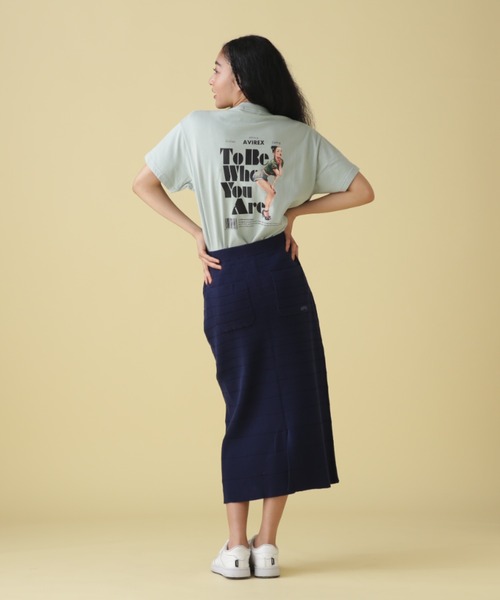 AVIREX（アヴィレックス）の「PANEL BORDER KNIT SKIRT/ パネルボーダーニットスカート（スカート・レディース・ネイビー/ブラウン/パープル・FREE）」の18枚目の写真