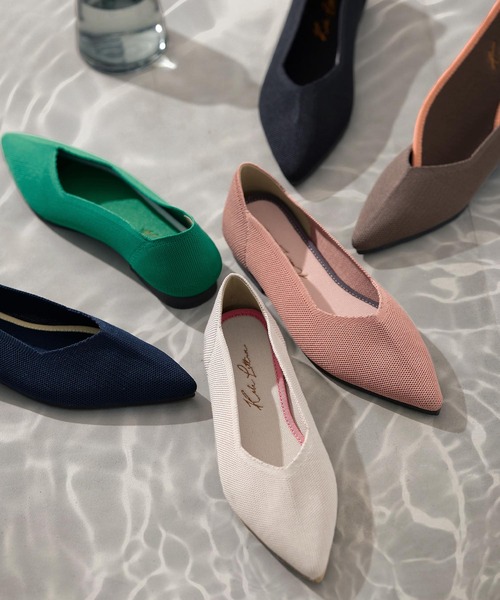 KOBE LETTUCE（コウベレタス）の「洗えるパンプスポインテッドトゥニットバレエパンプス（パンプス・レディース・ピンクベージュ/ネイビー/グリーン/ブラック/ライトベージュ/ブラウン系・M/S/L/LL）」の14枚目の写真