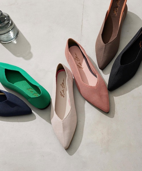 KOBE LETTUCE（コウベレタス）の「洗えるパンプスポインテッドトゥニットバレエパンプス（パンプス・レディース・ピンクベージュ/ネイビー/グリーン/ブラック/ライトベージュ/ブラウン系・M/S/L/LL）」の7枚目の写真
