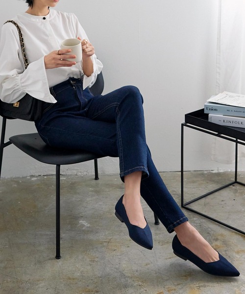 KOBE LETTUCE（コウベレタス）の「洗えるパンプスポインテッドトゥニットバレエパンプス（パンプス・レディース・ピンクベージュ/ネイビー/グリーン/ブラック/ライトベージュ/ブラウン系・M/S/L/LL）」の18枚目の写真