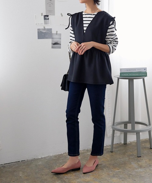 KOBE LETTUCE（コウベレタス）の「洗えるパンプスポインテッドトゥニットバレエパンプス（パンプス・レディース・ピンクベージュ/ネイビー/グリーン/ブラック/ライトベージュ/ブラウン系・M/S/L/LL）」の20枚目の写真