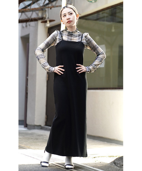 MIMIMEMETE（ミミメメット）の「シアーチェック柄 チュールカットソー（Tシャツ/カットソー・レディース・ライトアッシュグレー/カーキブラウン・M）」の10枚目の写真