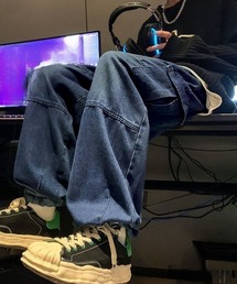 Anchor Smith | サイドポケット裾ドローコードワイドデニムカーゴパンツ(カーゴパンツ)