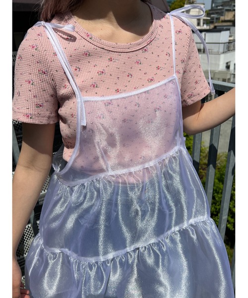 WC（ダブル シー）の「リトルフラワーワッフルトップス（Tシャツ/カットソー・レディース・ホワイト/ピンク/イエロー・FREE）」の3枚目の写真