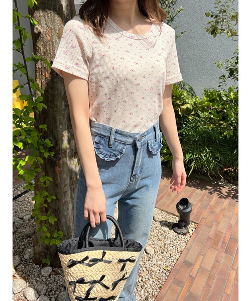 WC（ダブル シー）の「リトルフラワーワッフルトップス（Tシャツ/カットソー・レディース・ホワイト/ピンク/イエロー・FREE）」の12枚目の写真