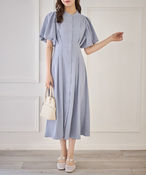 tocco closet（トッコ　クローゼット）の「【ZOZO限定】ウエストタックバルーンスリーブワンピース（ワンピース・レディース・ベージュ/ブラック/ブルー・M）」の17枚目の写真