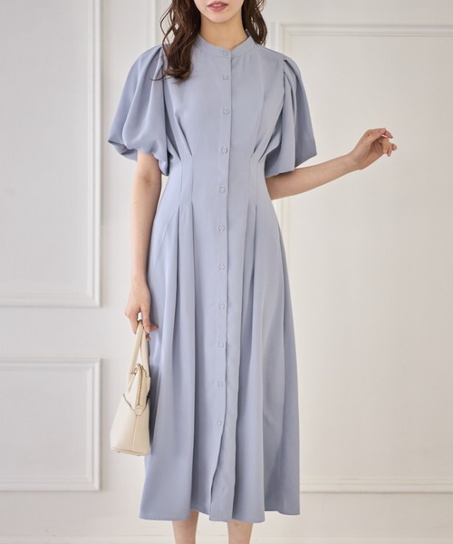 tocco closet（トッコ　クローゼット）の「【ZOZO限定】ウエストタックバルーンスリーブワンピース（ワンピース・レディース・ベージュ/ブラック/ブルー・M）」の9枚目の写真