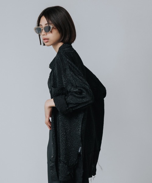 One Tea spoon（ワンティースプーン）の「ONE TEASPOON/ワンティースプーン DIRTY ANGEL LONGLINE SHIRT ロングシャツ ジャガード（シャツ/ブラウス・レディース・ブラック・S）」の19枚目の写真