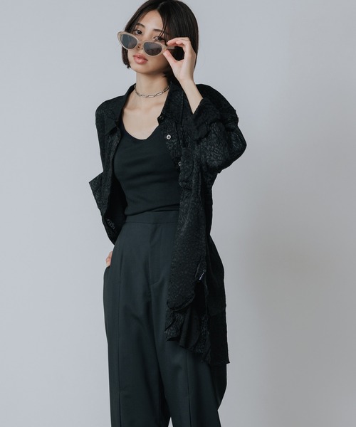 One Tea spoon（ワンティースプーン）の「ONE TEASPOON/ワンティースプーン DIRTY ANGEL LONGLINE SHIRT ロングシャツ ジャガード（シャツ/ブラウス・レディース・ブラック・S）」の17枚目の写真