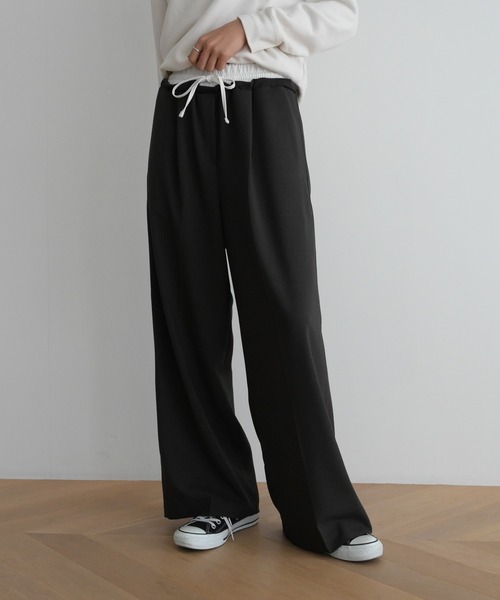 CANAL JEAN（キャナルジーン）の「OUVIR(オヴィル) ダブルウエストイージーパンツ（その他パンツ・レディース・ネイビー/ブラック/チャコールグレー・ONE SIZE）」の3枚目の写真