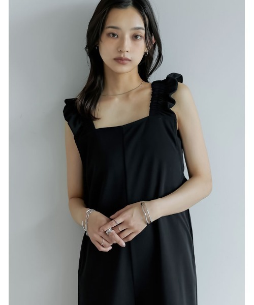 セール】[低身長サイズ有][洗濯機で洗える]フリルストラップスクエア