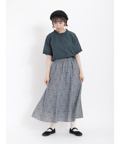 Samansa Mos2（サマンサ モスモス）の「小花柄マーメイドスカート（スカート・レディース・グリーン/オレンジ/ブラック・F）」の9枚目の写真