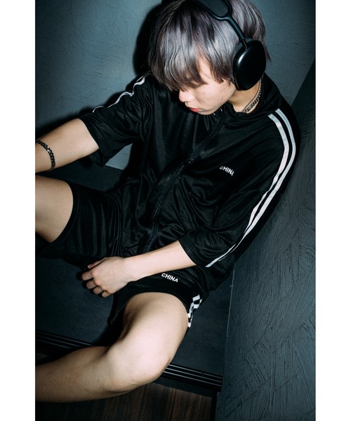 DEVICE（デバイス）の「ダブルライン シンプル トラックジャケット ジャージ セットアップ ルームウェア（ジャージ・レディース・ブラック/ブルー・FREE）」の17枚目の写真