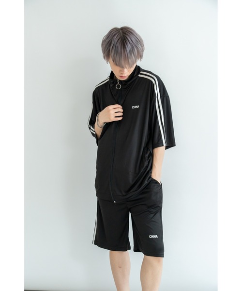 【Code graphy】トラックジャケットセットアップ ジャージ ダブルライン シンプル トラックジャケット ジャージ