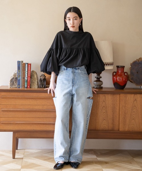 LOWRYS FARM（ローリーズファーム）の「２ＷＡＹバンドバルーン８分袖  968119（シャツ/ブラウス・レディース・ブラック/アイボリー/ブルー/ブラウン・FREE）」の14枚目の写真