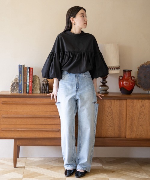 LOWRYS FARM（ローリーズファーム）の「２ＷＡＹバンドバルーン８分袖  968119（シャツ/ブラウス・レディース・ブラック/アイボリー/ブルー/ブラウン・FREE）」の15枚目の写真