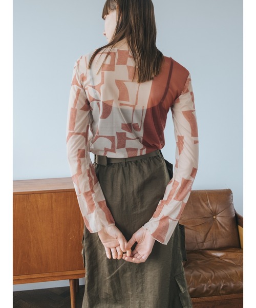 sahara（サハラ）の「Sheer Top "abstract"（Tシャツ/カットソー・レディース・ブラック/ベージュ/ブルー・FREE）」の18枚目の写真