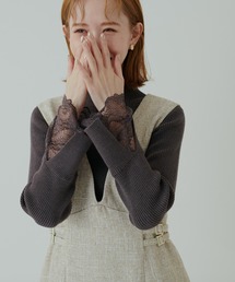 natural couture | 袖口レースリブタートル(ニット/セーター)