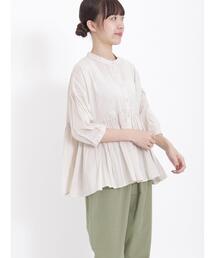 Samansa Mos2 | インドボイル切替ギャザーブラウス(シャツ/ブラウス)