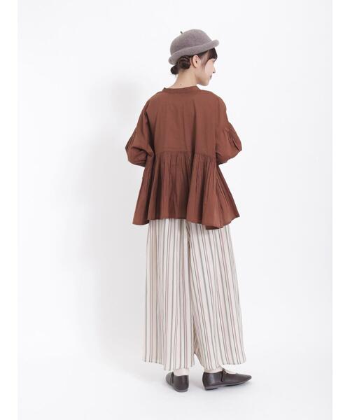 Samansa Mos2（サマンサ モスモス）の「インドボイル切替ギャザーブラウス（シャツ/ブラウス・レディース・グリーン/ベージュ/ブラウン/チャコールグレー・F）」の15枚目の写真