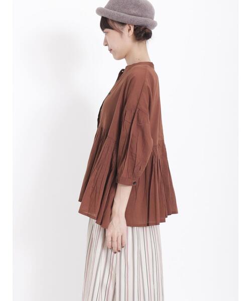 Samansa Mos2（サマンサ モスモス）の「インドボイル切替ギャザーブラウス（シャツ/ブラウス・レディース・グリーン/ベージュ/ブラウン/チャコールグレー・F）」の18枚目の写真