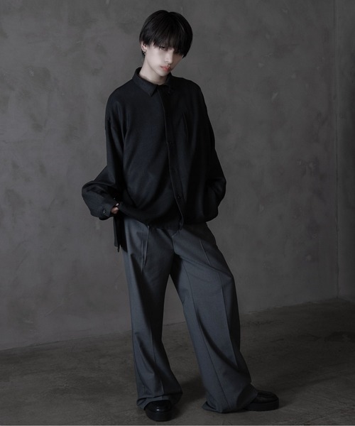 sisa.（シサ）の「Strap tweed shirt/ストラップツィードシャツ（シャツ/ブラウス・メンズ・ベージュ/ブラック・SMALL/MEDIUM/LARGE）」の8枚目の写真