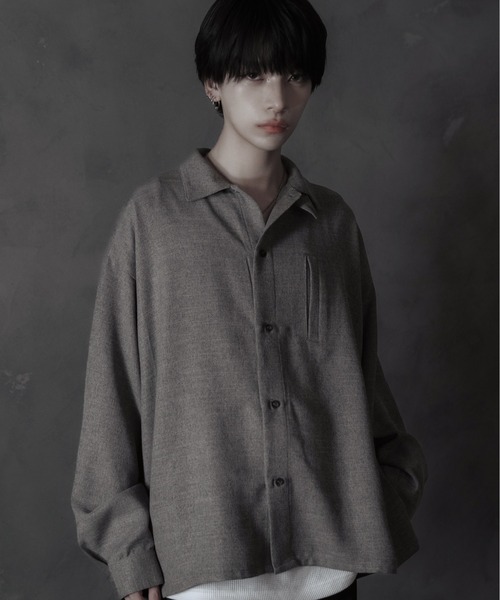 sisa.（シサ）の「Strap tweed shirt/ストラップツィードシャツ（シャツ/ブラウス・メンズ・ベージュ/ブラック・SMALL/MEDIUM/LARGE）」の15枚目の写真