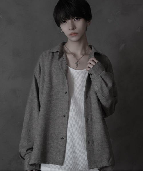 sisa.（シサ）の「Strap tweed shirt/ストラップツィードシャツ（シャツ/ブラウス・メンズ・ベージュ/ブラック・SMALL/MEDIUM/LARGE）」の12枚目の写真