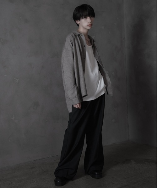 sisa.（シサ）の「Strap tweed shirt/ストラップツィードシャツ（シャツ/ブラウス・メンズ・ベージュ/ブラック・SMALL/MEDIUM/LARGE）」の14枚目の写真