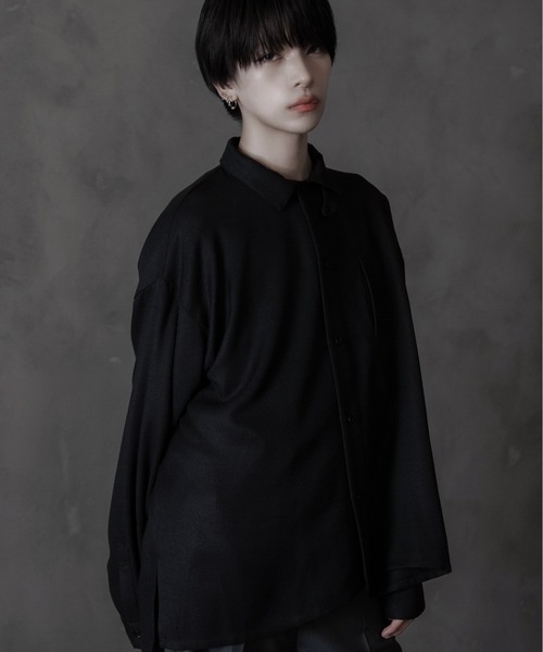 sisa.（シサ）の「Strap tweed shirt/ストラップツィードシャツ（シャツ/ブラウス・メンズ・ベージュ/ブラック・SMALL/MEDIUM/LARGE）」の9枚目の写真