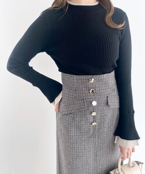 mysty woman（ミスティウーマン）の「レイヤードカラーフレアスリーブニット　978468（ニット/セーター・レディース・オフホワイト/ブラック/モカ・FREE）」の22枚目の写真