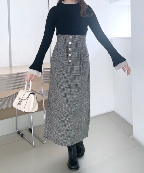 mysty woman（ミスティウーマン）の「レイヤードカラーフレアスリーブニット　978468（ニット/セーター・レディース・オフホワイト/ブラック/モカ・FREE）」の21枚目の写真