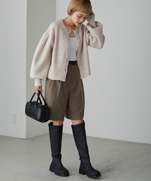forksy.】モヘアタッチミックスニットショート丈ボリューム
