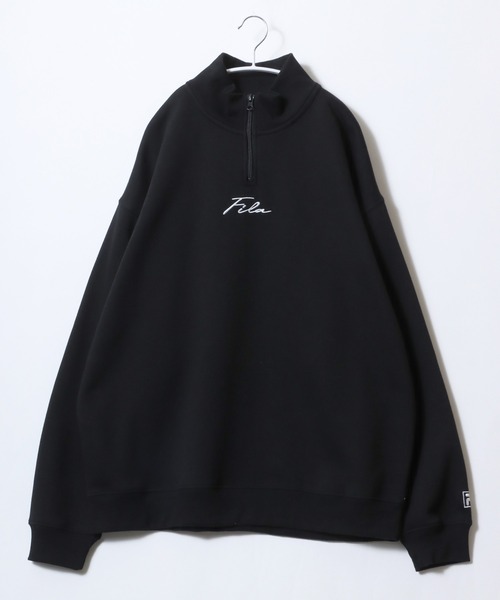 セール】FILA（フィラ）ワンポイントロゴ刺繍 無地 ハーフジップ 