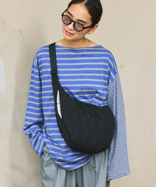 WEEKEND(ER)（ウィークエンダー）の「WEEKEND(ER)×FREAK'S STORE/ウィークエンダー×フリークスストア 別注 ラウンド ナイロン キルト ハーフムーン ショルダーバッグ（ショルダーバッグ・レディース・ベージュ/ライム/ブラック/オレンジ/グレー/ブルー・ONE SIZE）」の9枚目の写真