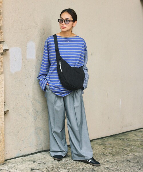 WEEKEND(ER)（ウィークエンダー）の「WEEKEND(ER)×FREAK'S STORE/ウィークエンダー×フリークスストア 別注 ラウンド ナイロン キルト ハーフムーン ショルダーバッグ（ショルダーバッグ・レディース・ベージュ/ライム/ブラック/オレンジ/グレー/ブルー・ONE SIZE）」の10枚目の写真