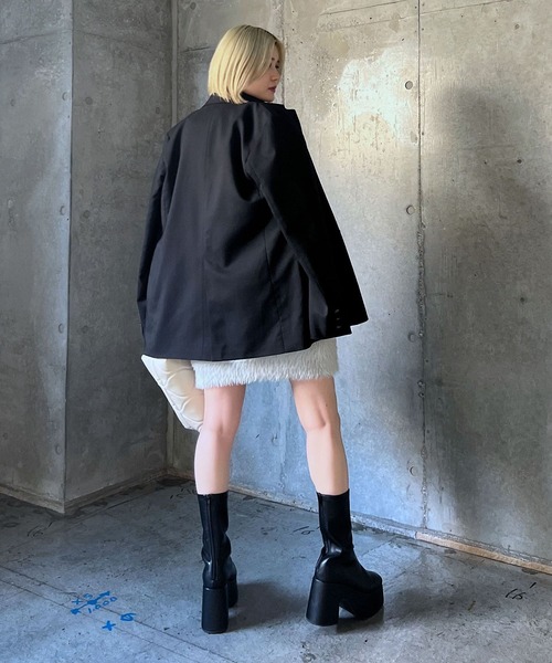 PAGEBOY（ページボーイ）の「フェザーニットミニワンピース（ワンピース・レディース・ライトグレー/ブラック・FREE）」の11枚目の写真